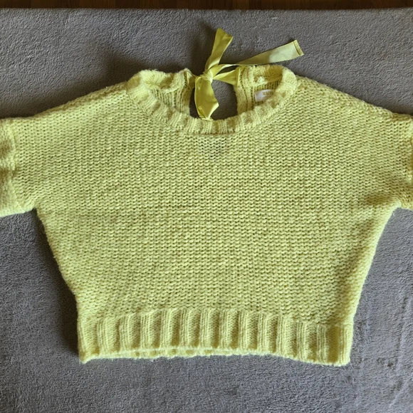 Anthropologie Maeve Cecile Bow-Back Sweater Bright Yellow Size XS - Picture 5 of 16